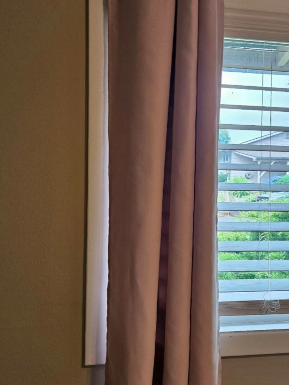Neutral Blush Grommet Top Window Curtains & Curtain Rod